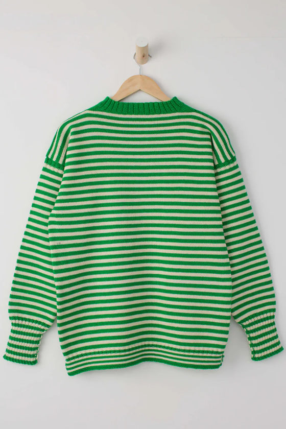 Le Tricoteur Guernsey sweater - Kelly green and Aran