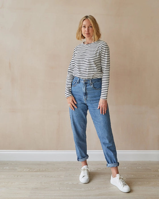 Fleur stripe t-shirt  - white/navy