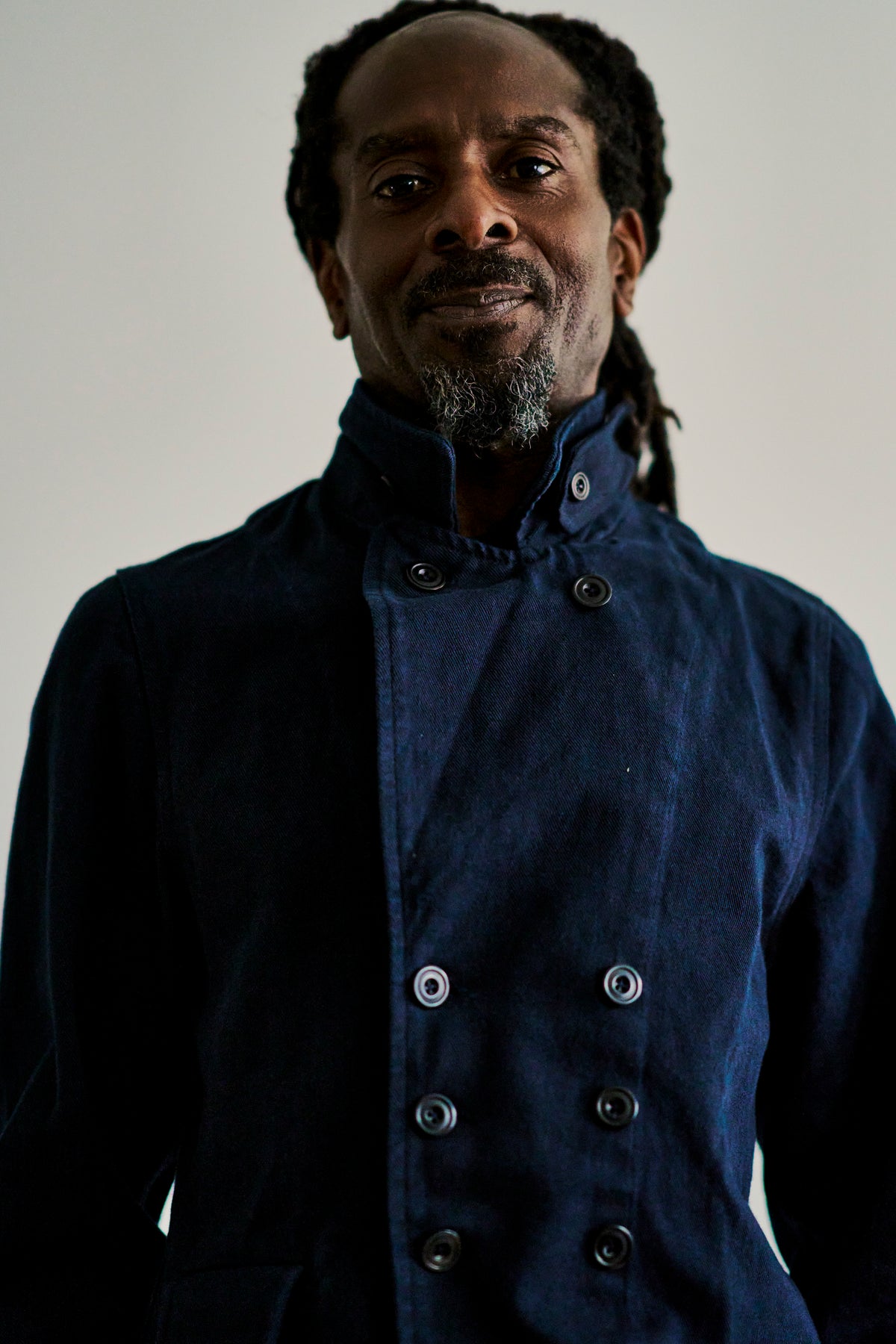 Overstrand double breasted cotton drill workwear jacket