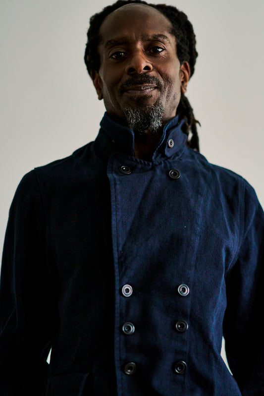Overstrand double breasted cotton drill workwear jacket