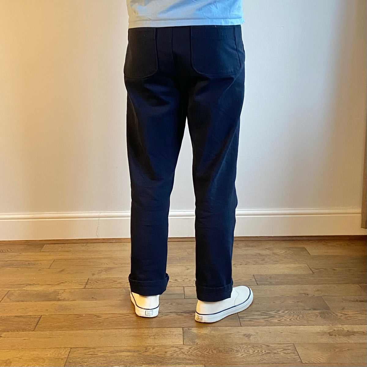 Overstrand cotton drill flat front workwear trousers