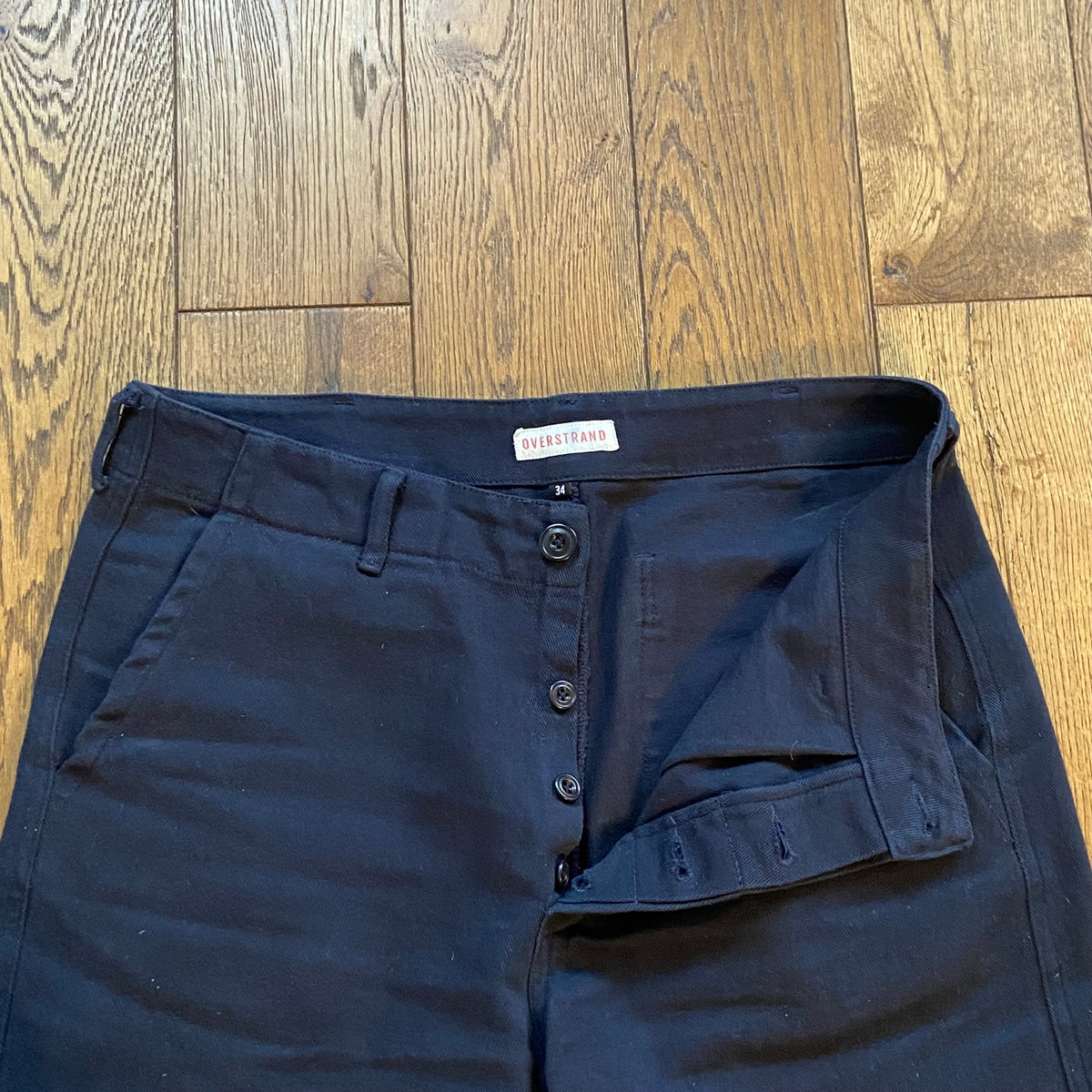 Overstrand cotton drill flat front workwear trousers