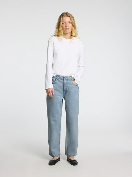 Selected Femme high waisted straight leg light blue jeans