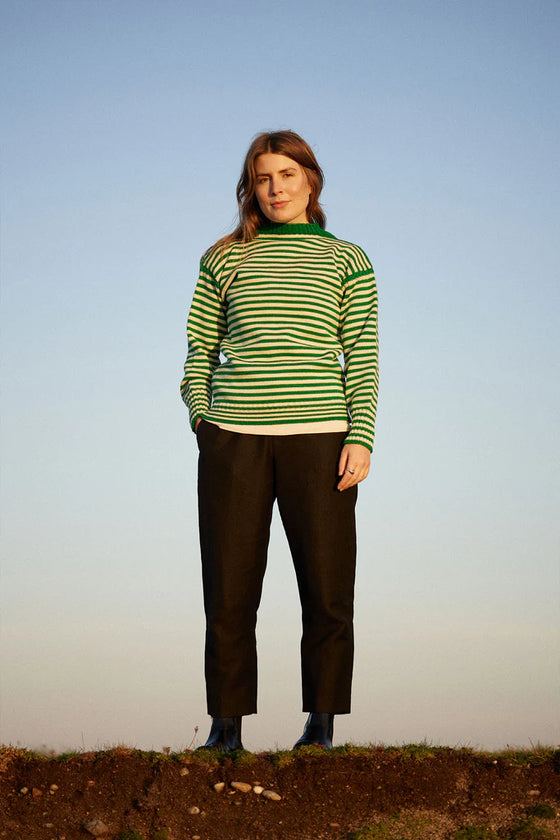 Le Tricoteur Guernsey sweater - Kelly green and Aran